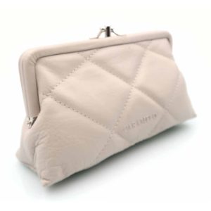 MONEDERO BOQUILLA NAPA DIBUJO ROMBO BEIGE –