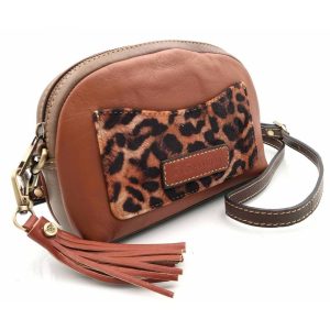 BOLSITO PIEL ANIMAL PRINT BANDOLERA REDONDO MARRON –