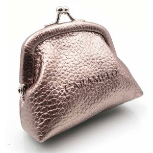 MONEDERO BOQUILLA PIEL METAL PEQUEÑO BRONCE –