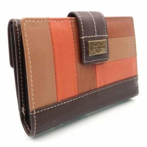 BILLETERA PIEL TRICOLOR BROCHE MARRON –