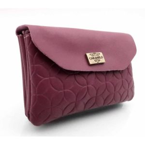 MONEDERO PIEL CIRCULOS DOBLE CON SOLAPA BURDEOS –