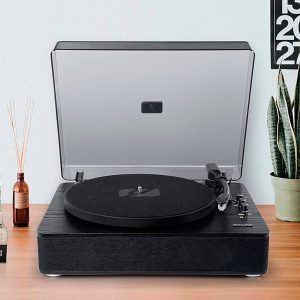 Maleta tocadiscos con altavoces MUSE MT-106 BT Wood – Madera NEGRO