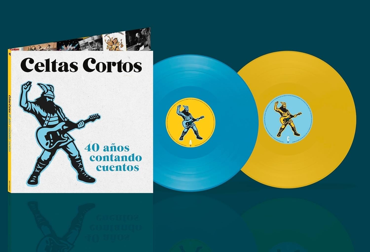 CELTAS CORTOS – 40 ANIVERSARIO RECOPILATORIO DISCO LP VINILO DOBLE AZUL Y AMARILLO - Imagen 2