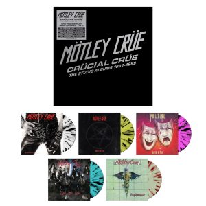 MÖTLEY CRUE – Caja Regalo Crucial Crue 5 Discos LPs Heavy con 5 CD Libro – The Studio Albums