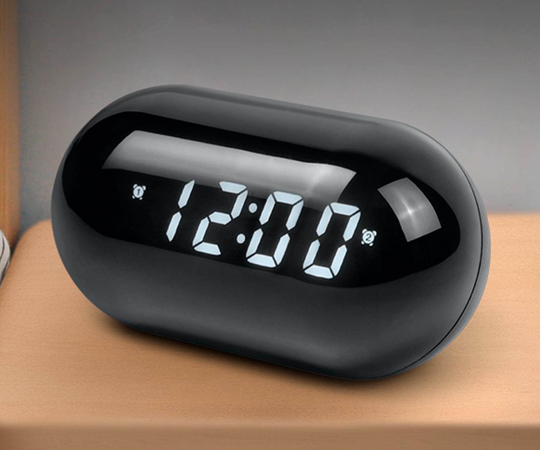 Radio despertador cápsula negra MUSE M-15 GL para estantería o mesita de noche